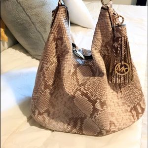 Michael Kors Frances Python Leather Shoulder Bag